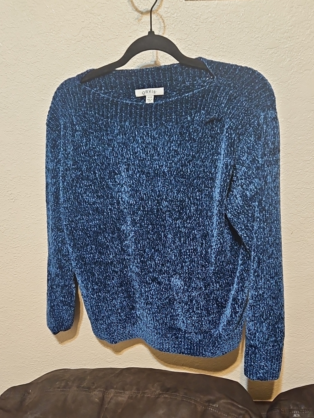 Orvis Deep Blue Chenille Scoopneck Sweater